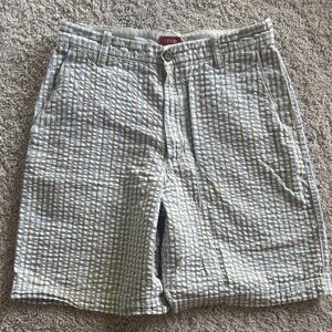 Izod Men's Checkered Shorts - Blue and Tan
